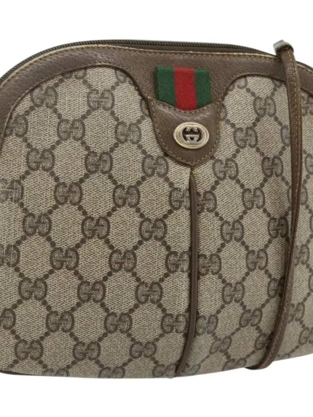 GUCCI GG Supreme Shoulder Bag PVC Beige Gold 904 02 047 Auth